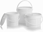 White plastic buckets